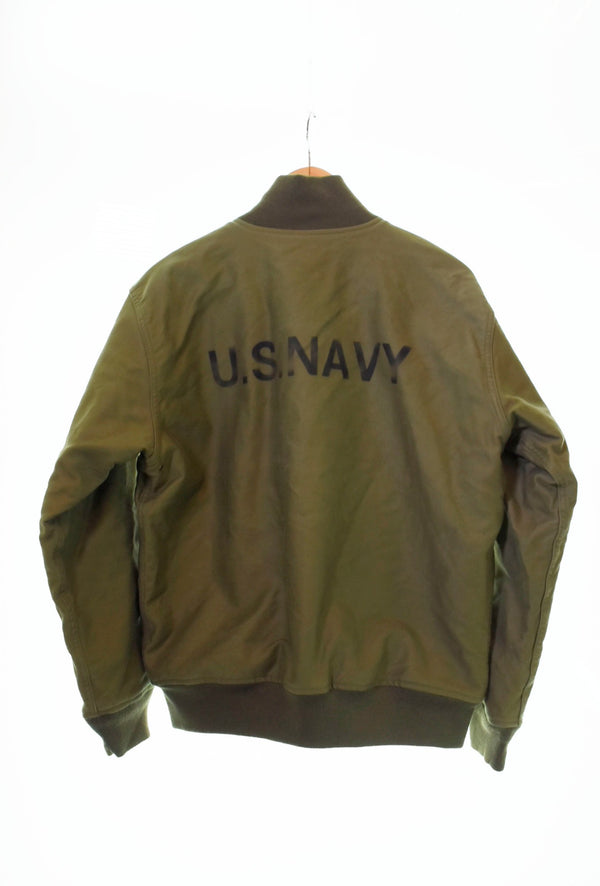 ヒューストン HOUSTON  U.S.NAVY N-1 デッキジャケット NAVY DEPARTMENT ミリタリー  SX65913 40 ジャケット ロゴ グリーン 103MT-492