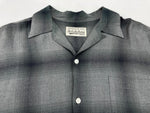 ワコマリア WACKO MARIA OMBRE CHECK OPEN COLLAR SHIRT オンブレ チェック オープンカラー 長袖 シャツ 黒 長袖シャツ チェック ブラック Lサイズ 104MT-1744