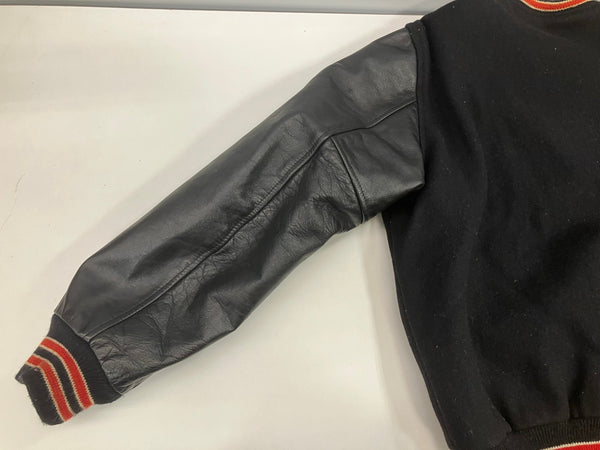 バトウィン BUTWIN 80's 80年代 黒タグ ウールメルトン スタジャン varsity jacket  袖レザー アメリカ製 MADE IN USA VINTAGE ヴィンテージ   ジャケット ブラック Sサイズ 101MT-5018