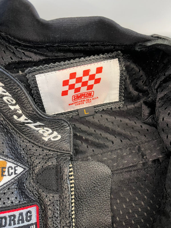 シンプソン SIMPSON オールレザー ライダーススーツ セパレート 本革 牛革 バイカー ツーリング 黒 つなぎ・オーバーオール ブラック Lサイズ 101MB-776