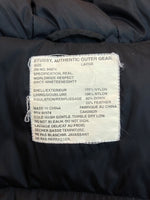 ステューシー STUSSY DOWN JACKET ダウン ジャケット N-3B フライト ニット切り替え ジップアップ ファー アウター 黒 ジャケット 総柄 ブラック Lサイズ 104MT-1653