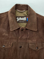 ショット SCHOTT TRUCKER JACKET トラッカー ジャケット スエード レザー アウター ブルゾン USA製 茶 38 ジャケット 無地 ブラウン 104MT-897