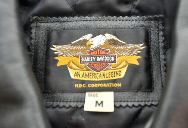 ハーレーダビッドソン Harley-Davidson  バック ロゴ 刺繍 ファイヤー ライダース レザー ジャケット 黒 40382　 ジャケット ブラック Mサイズ 103MT-1617