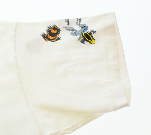 US US古着 90s USA製 カエル frog 全面プリント アート半袖Tシャツ 白 Tシャツ ホワイト Lサイズ 103MT-2677