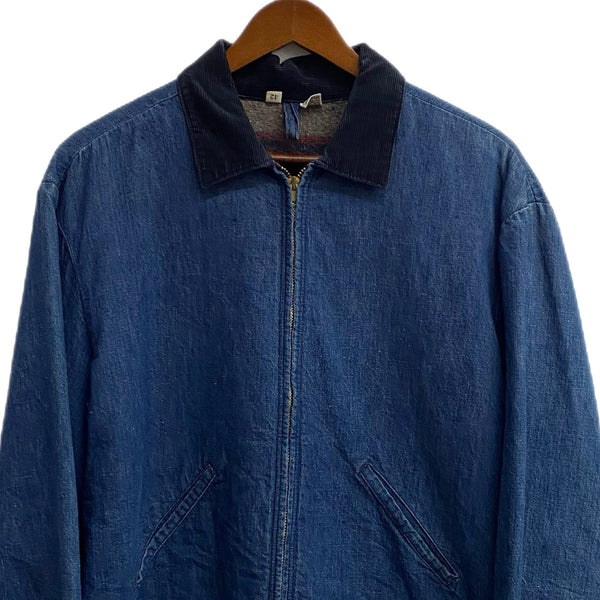 【曜日割引対象外】 ヴィンテージ vintage 50's~60's デニムカバーオール 襟コーデュロイ TALON zip ジャケット ブルー 42サイズ 201MT-3576 VB