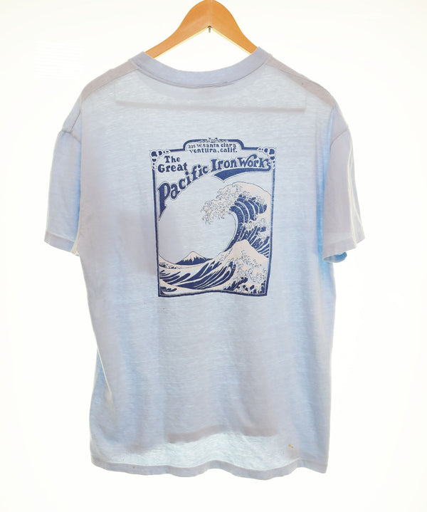 グレート パシフィック アイアン ワークス THE GREAT PACIFIC IRON WORKS 70's POCKET T-SHIRTS VINTAGE Tee 70年代 70s ヴィンテージ アウトドア  L Tシャツ ブルー 103MT-2986