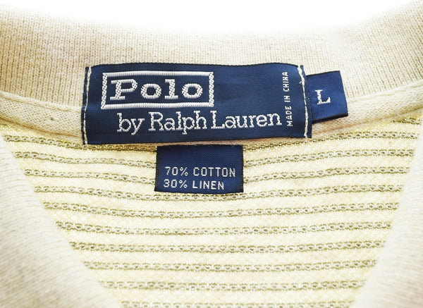 ラルフローレン RalphLauren ボーダー リネン 半袖 ポロシャツ ポケットシャツ KK-RL-YM0323 半袖ポロシャツ ベージュ Lサイズ 103MT-2388