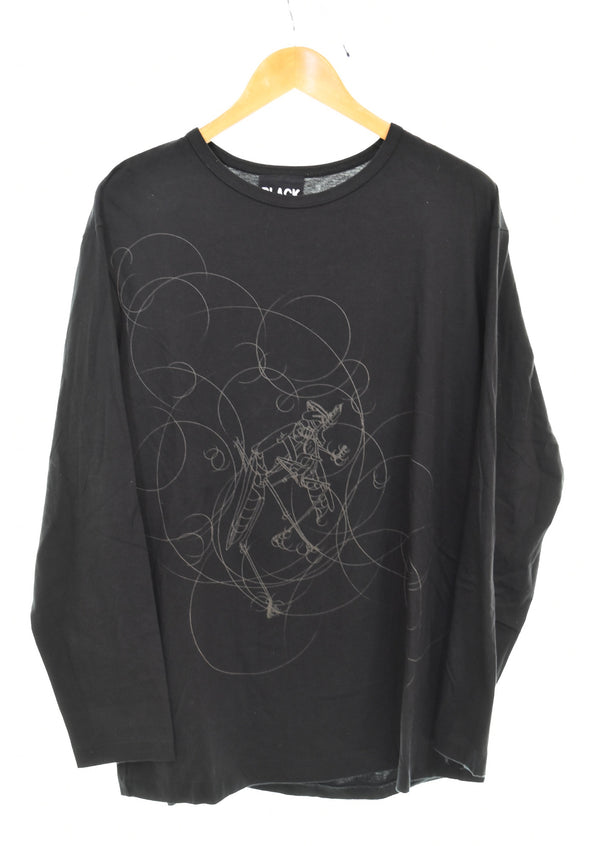 ヨウジヤマモト YOHJI YAMAMOTO BLACK Scandal Yohji Yamamoto 昆虫 プリント 長袖Tシャツ HC-T08-073  3 ロンT ブラック 103MT-3287