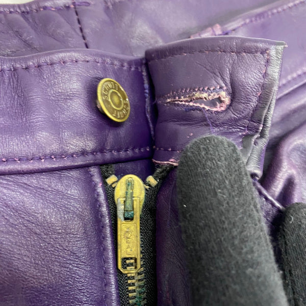 【曜日割引対象外】 ショット SCHOTT レザーパンツ USA製 30サイズ ボトムスその他 パープル 201MB-1135 VB