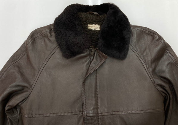 ヴィンテージ vintage Raspini Firenze ラスピーニフィレンツェ ユーロ イタリア フライトジャケット ボア レザージャケット 片爪 G-1 茶 サイズ46 ジャケット 無地 ブラウン 104MT-2239