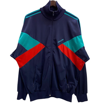 【曜日割引対象外】 アディダス adidas 80's 90's ジャージ トラックジャケット ジャージ ネイビー Lサイズ 201MT-4134 VB