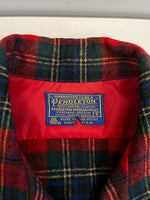 ペンドルトン PENDLETON 70s Vintage ヴィンテージ USA製　開襟  ウールシャツ チェックシャツ 赤系 長袖シャツ レッド Sサイズ 101MT-5180