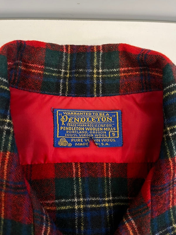 ペンドルトン PENDLETON 70s Vintage ヴィンテージ USA製　開襟  ウールシャツ チェックシャツ 赤系 長袖シャツ レッド Sサイズ 101MT-5180