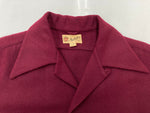 ヴィンテージ vintage 40s~ 40年代 Manhattan マンハッタン ウール オープンカラー 開襟 ロングポイント 朱色 サイズ 2 長袖シャツ 無地 ワインレッド 104MT-1312