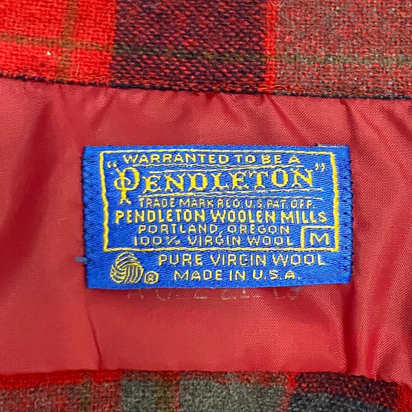 【曜日割引対象外】 ペンドルトン PENDLETON 70's 開襟シャツ シャドーチェック ウール 長袖シャツ レッド Mサイズ 201MT-4399 VB