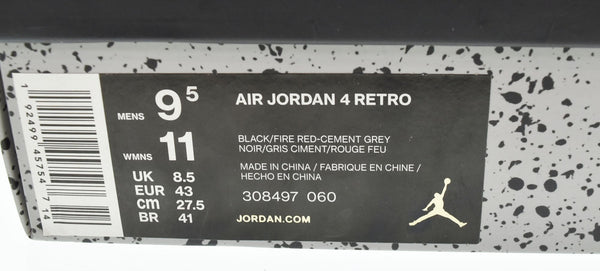 ナイキ NIKE Air Jordan 4 Retro Bredエアジョーダン4 レトロ ブレッド スニーカー 308497-060 メンズ靴 スニーカー ブラック 27.5cm 103S-1193