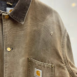 【曜日割引対象外】 カーハート Carhartt 90's Duck Chore Coat 裏地ブランケット カバーオール USA製 ジャケット ブラウン Lサイズ 201MT-3699 VB