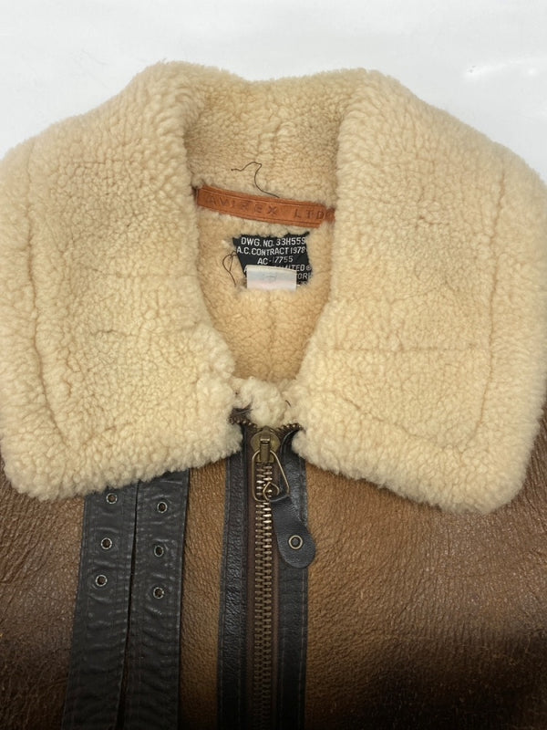 アビレックス AVIREX B-3 MOUTON FLIGHT JACKET ムートン フライト ジャケット ボア ジップアップ 軍物 アウター 茶 33H5595 サイズ 36 ジャケット 無地 ブラウン 104MT-1713