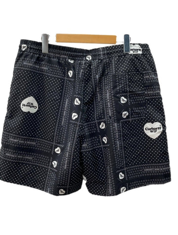 カーハート Carhartt WIP SLATER SWIM TRUNKS スイム ショート パンツ ハート 短パン ハーフ ショーツ 水着 黒 総柄 I031536 ハーフパンツ ブラック XLサイズ 104MB-184