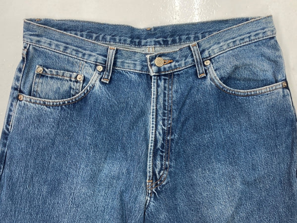 ダブルアールエル RRL 90s DENIM PANTS デニム パンツ ジップフライ ジーパン ジーンズ USA製 Ralph Lauren インディゴ 青 ロゴ R004 デニム ブルー サイズ 34 104MB-220