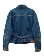 ダブルアールエル RRL 90s 2nd TYPE DENIM JACKET デニム ジャケット Gジャン 裏地チェック USA製 三ツ星タグ Ralph Lauren 青 ジャケット 無地 ブルー Lサイズ 104MT-1441