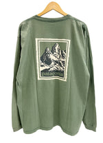 パタゴニア PATAGONIA 90s Vintage ヴィンテージ USA製 Mountainロゴ Tee マウンテンロゴ プリント 長袖カットソー XL Tシャツ グリーン LLサイズ 101MT-4715