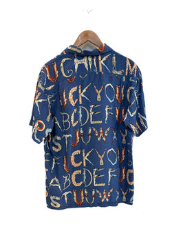 シュプリーム SUPREME 18SS Alphabet Silk Shirt アルファベットシルクシャツ青 半袖シャツ マルチカラー Lサイズ 101MT-5048