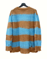 アクネストゥディオズ Acne Studios 21AW DAMAGE BORDER CREWNECK NECK ダメージ ボーダー クルーネック ニット 加工 茶 青 FN-WN-KNIT000347 セーター ボーダー ブラウン XSサイズ 104MT-951