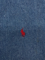 ラルフローレン RalphLauren POLO COUNTRY 90s BUTTONDOWN DENIM SHIRT ボタンダウン デニム シャツ ワーク 長袖 インディゴ 青 長袖シャツ ロゴ ブルー Lサイズ 104MT-2266