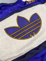 アディダス adidas 90s 90年代 デサント製 トレフォイルビッグロゴ ヴィンテージ vintage プルオーバー モックネック スウェット ブルー Lサイズ 101MT-4518