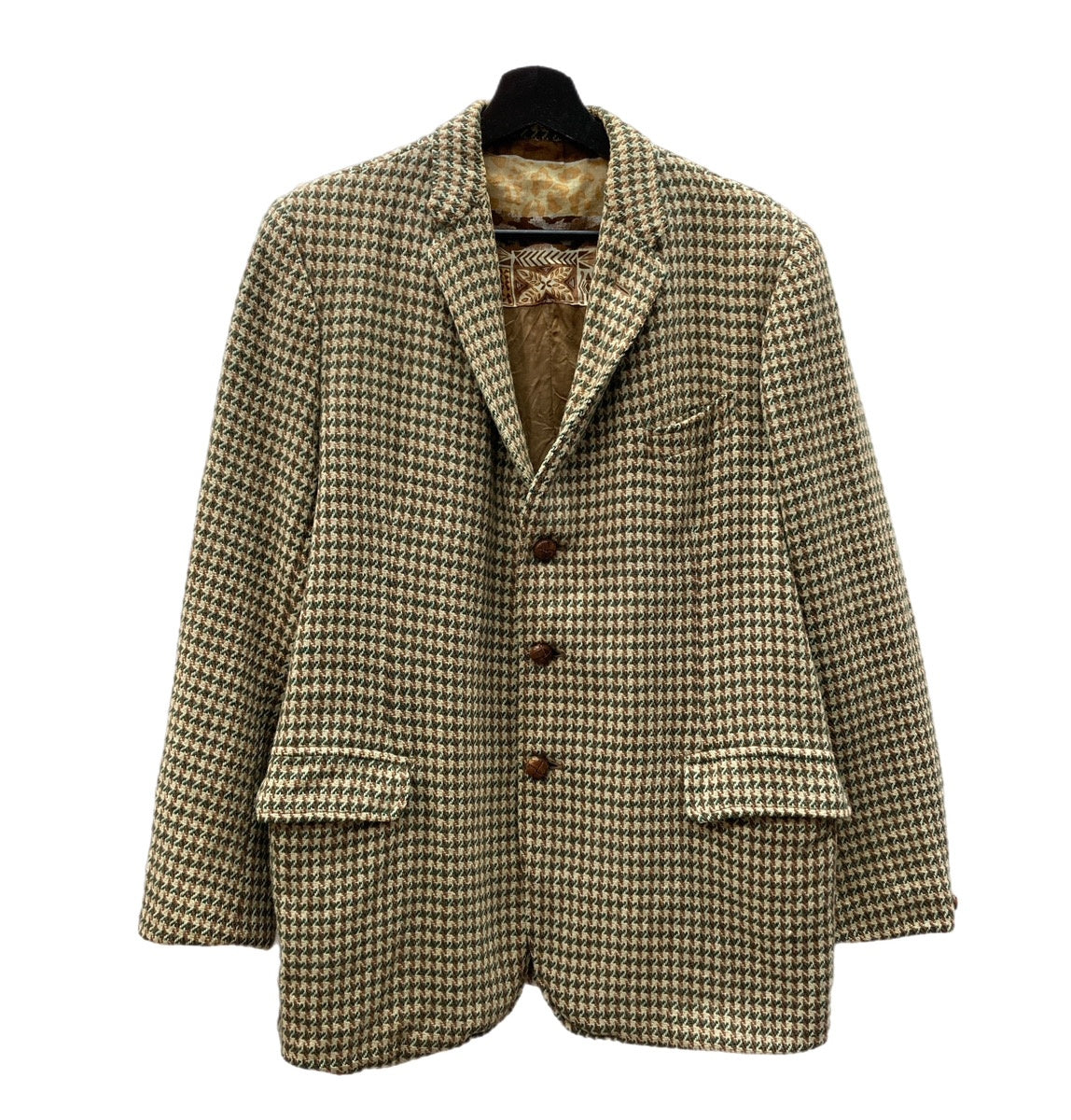 ヴィンテージ vintage 50's Harris Tweed ハリスツイード テーラードジャケット 千鳥柄 くるみボタン オーブ無しタグ 表記なし  ジャケット チェック ベージュ 104MT-678 | 古着通販のドンドンサガール