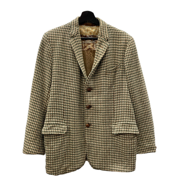 ヴィンテージ vintage 50's Harris Tweed ハリスツイード テーラードジャケット 千鳥柄 くるみボタン オーブ無しタグ 表記なし ジャケット チェック ベージュ 104MT-678