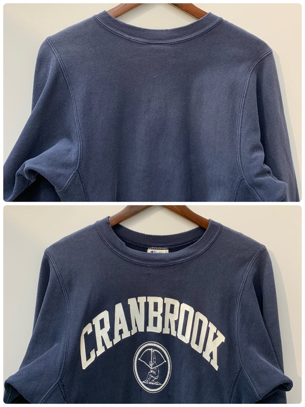 【曜日割引対象外】 チャンピオン Champion 80's USA製 トリコタグ CRANBRROOK スウェット ネイビー Sサイズ 201MT-2993 VB