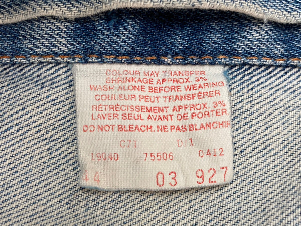 リーバイス Levi's 90s 90年代 75506-0412 デニム トラッカージャケット Gジャン カナダ製 青 サイズ44 ジャケット 無地 ブルー 104MT-2256