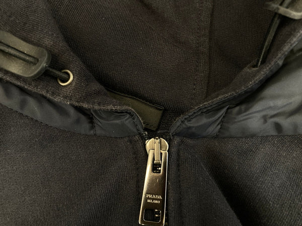 プラダ PRADA ジップアップパーカー フーディ 紺 XL パーカ ネイビー LLサイズ 101MT-3643