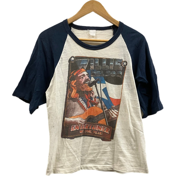 バンド band 80's 80年代 Willie Nelson Entertainer of tht year ウィリーネルソン ラグラン ツートン vintage ヴィンテージ - Tシャツ ホワイト 101MT-3873