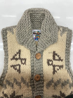 カナタ KANATA COWICHAN KNIT VEST カウチン ニット ベスト ノルディック柄 ボタン 厚手 白 灰 ベスト 総柄 グレー 104MT-2292