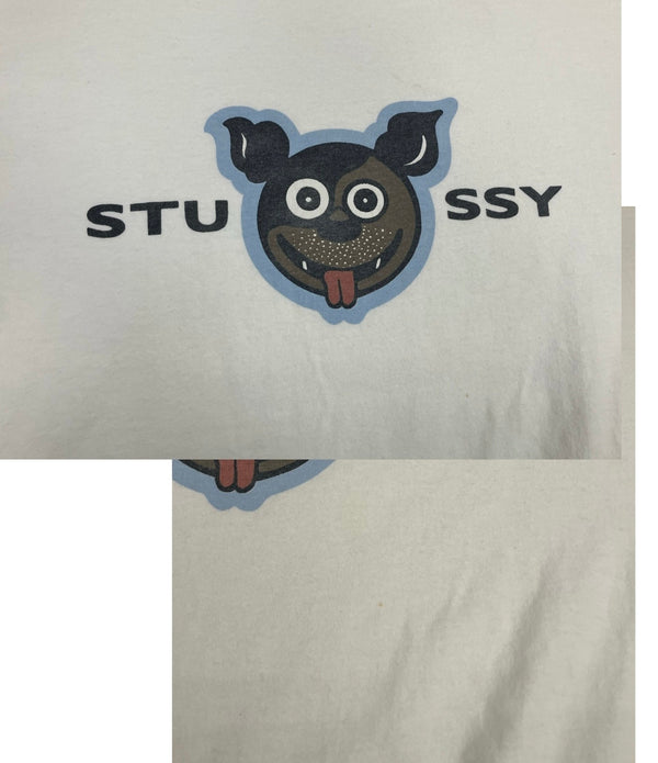 ステューシー STUSSY OLD STUSSY オールドステューシー 90’s 90s 白タグ 犬 DOG プリント アメリカ製 MADE IN USA Vintage Tシャツ ホワイト Lサイズ 101MT-3354