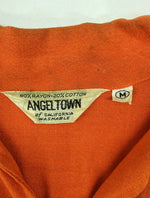 ヴィンテージ vintage 60s 70s Bowling Shirt ボーリング シャツ ANGEL TOWN 刺繍タグ チェーン オープンカラー 半袖 半袖シャツ 刺繍 オレンジ Mサイズ 104MT-1222