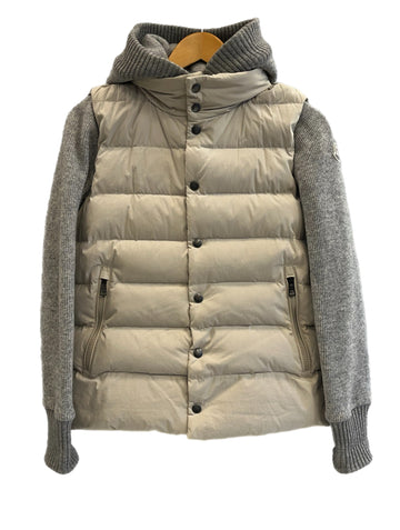 モンクレール MONCLER ニット切替 ダウンジャケット フード グレー サイズ0 ジャケット ベージュ 101MT-5437