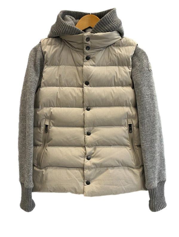 モンクレール MONCLER ニット切替 ダウンジャケット フード グレー サイズ0 ジャケット ベージュ 101MT-5437