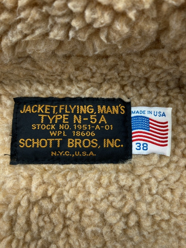 ショット SCHOTT N-5A FLIGHT JACKET フライト ジャケット アウター ミリタリー USA製 米国 茶色 38 ジャケット 無地 ブラウン 104MT-862