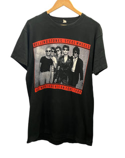 バンド band 80s 80's FRUIT OF THE LOOM ROLLING STONES STEEL WHEELS THE NORTH AMERICAN TOUR 1989 ローリングストーンズ XL Tシャツ ブラック LLサイズ 101MT-2956