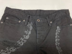ヒステリックス HYSTERICS ローライズ ローウエスト ストレートパンツ ダメージ レース ドクロサークル 骸骨 Y2K 平成 日本製 BLACK 黒 3AP-4332 デニム スカル ブラック Sサイズ 104LB-52