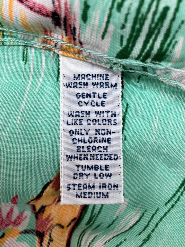 ラルフローレン RalphLauren OPEN COLLAR SHIRT オープン カラー シャツ CALDWELL アロハ ハワイアン 半袖 開襟 緑 半袖シャツ 総柄 グリーン Lサイズ 104MT-1709