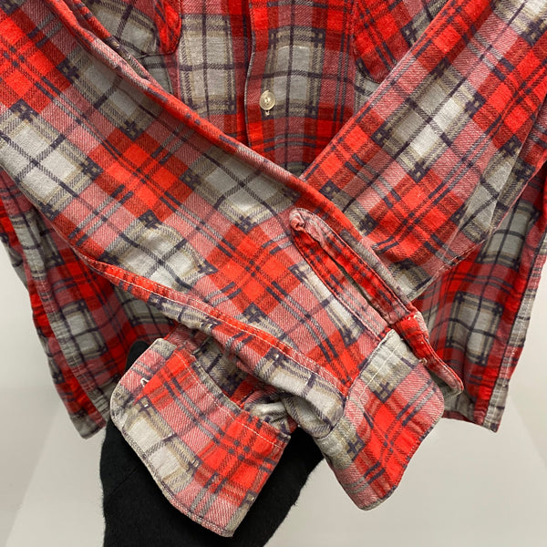 【曜日割引対象外】 ヴィンテージ vintage 60's シアーズ Sears プリントネル 長袖シャツ レッド Mサイズ 201MT-3860 VB