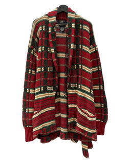 ダブルアールエル RRL 90s 90年代 三ツ星タグ HAND KNIT ハンドニット ガウン  コート チェック マルチカラー XLサイズ 104MT-2129