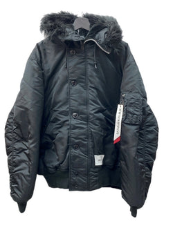ダブルタップス WTAPS 23AW × ALPHA INDUSTRIES アルファインダストリーズ N-2B CORE SPEC JACKET コア スペック ジャケット ファー アウター 04 黒 232EWALD-JKM01S ジャケット ロゴ ブラック XLサイズ 104MT-1285