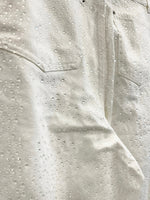 エイミーイストワール EIMY ISTOIRE drop pattern デニムパンツ ドロップパターン ラインストーン ビジュー ハイウエスト ワイド ホワイトデニム デニム ホワイト Mサイズ 101LB-31