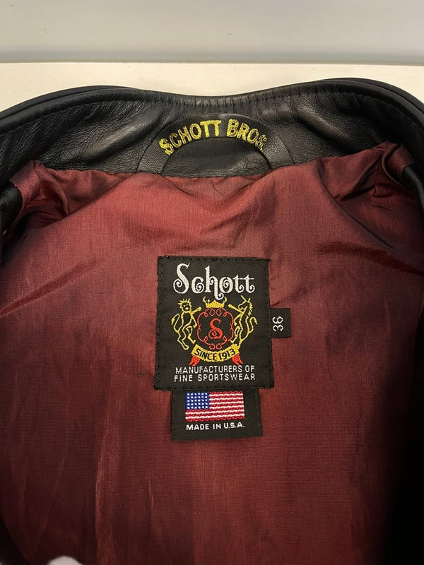 ショット SCHOTT シングルライダース 革ジャン レザージャケット アメリカ製 7009 サイズ36 ジャケット ブラック 101MT-4681